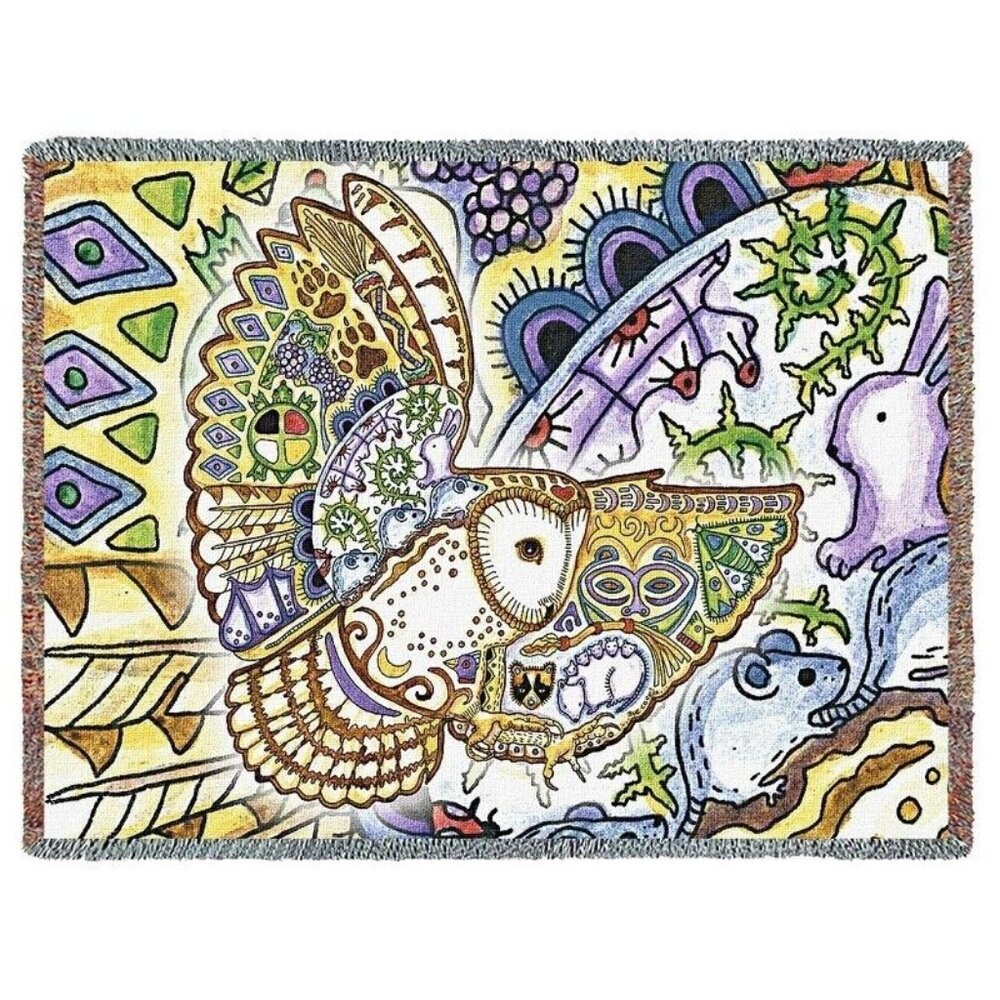 New Barn Owl Northwest Heavy Cotton Afghan Throw Blanket Hoot Owls Wings Bird XL